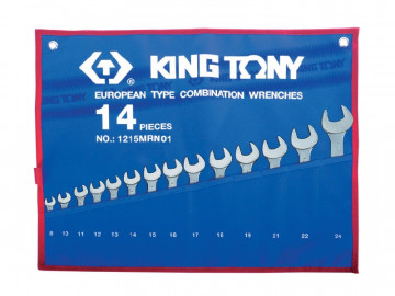 Набор комбинированных ключей, 8-24 мм, чехол из теторона, 14 предметов KING TONY 1215MRN01