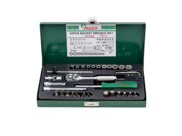 Набор инструментов 1/4 33 предм. в метал. ящ. Hans 2633M