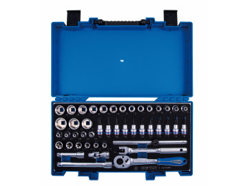 Набор торцевых головок с принадлежностями 3/8, шест-е, 6-24 мм, 45 пр. KING TONY 3545MRV