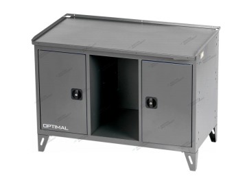 Верстак слесарный трехтумбовый, 2 серые створки (ral 7012/7015) nordberg nw302 7012/7015